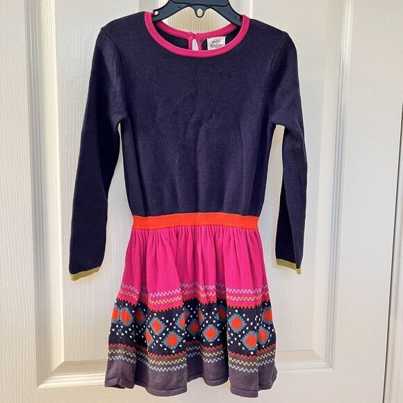 Mini Boden Festive Fair Isle Knit Sweater Dress Long Sleeve Girls Size 3-4 years - Picture 1 of 11